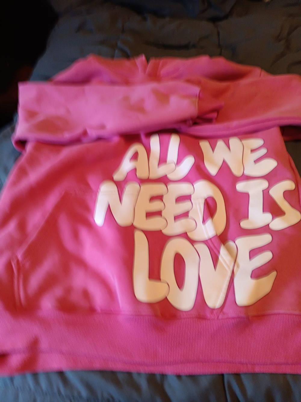 & Other Stories Pink Graphic Hoodie - "All We Need Is Love"